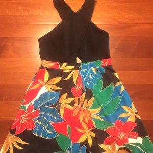 Alice + Olivia Black and Multicolor Floral Dress